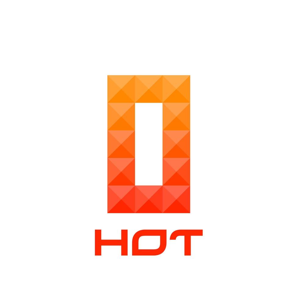 Número 0 o logotipo de la letra o con concepto de colores de fuego brillante. bueno para impresión, logotipo de empresa, elemento de diseño, diseño de camiseta, etc. vector