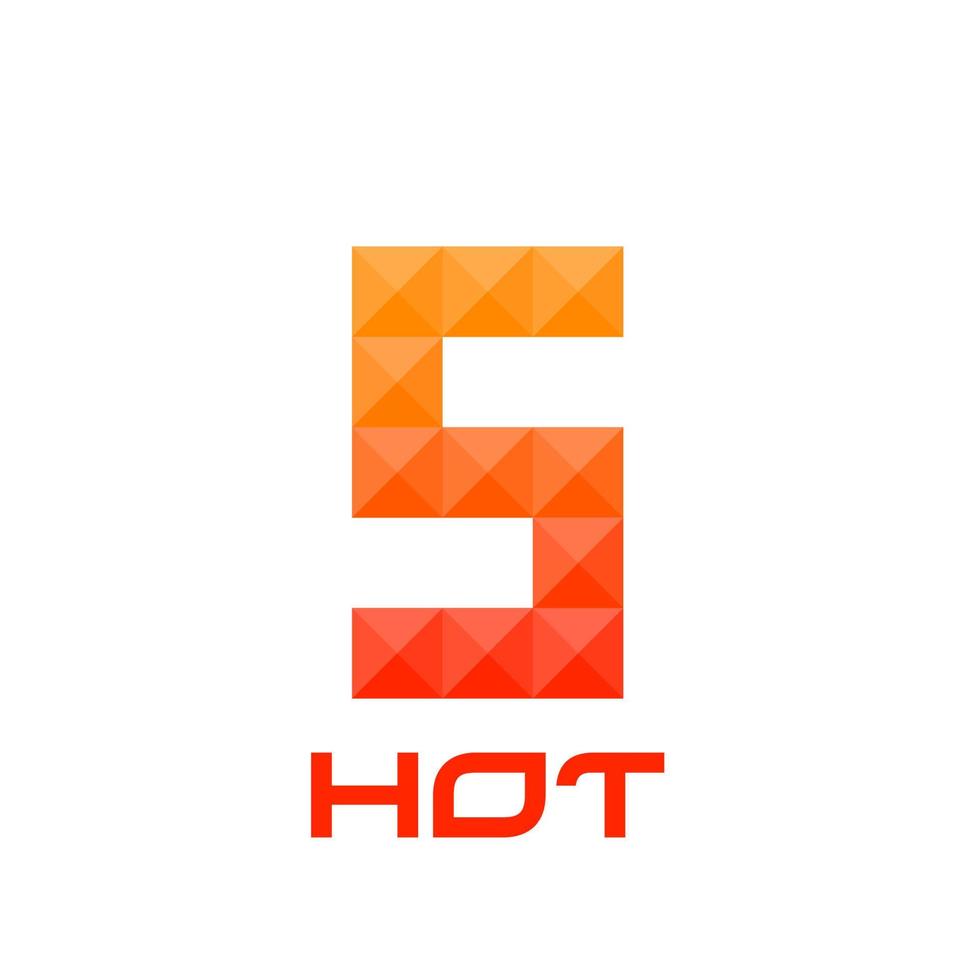 Number 5 logo with bright fire colors concept. Good for print, business logo, design element, t-shirt design etc. vector