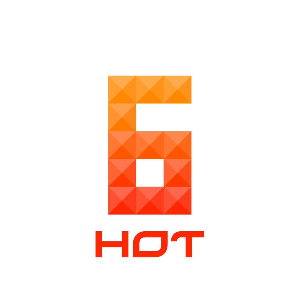 Number 6 logo with bright fire colors concept. Good for print, business logo, design element, t-shirt design etc. vector
