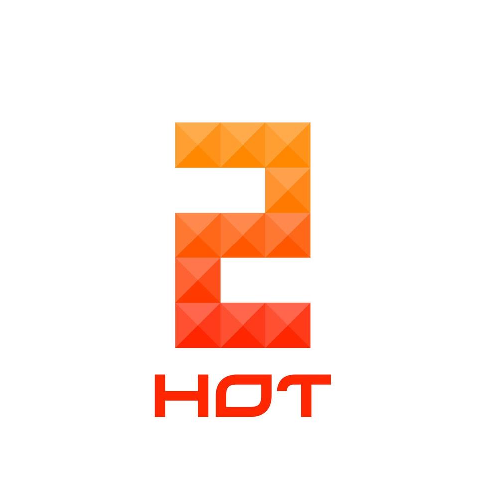 Number 2 logo with bright fire colors concept. Good for print, business logo, design element, t-shirt design etc. vector