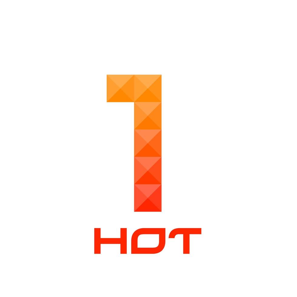Number 1 logo with bright fire colors concept. Good for print, business logo, design element, t-shirt design etc. vector