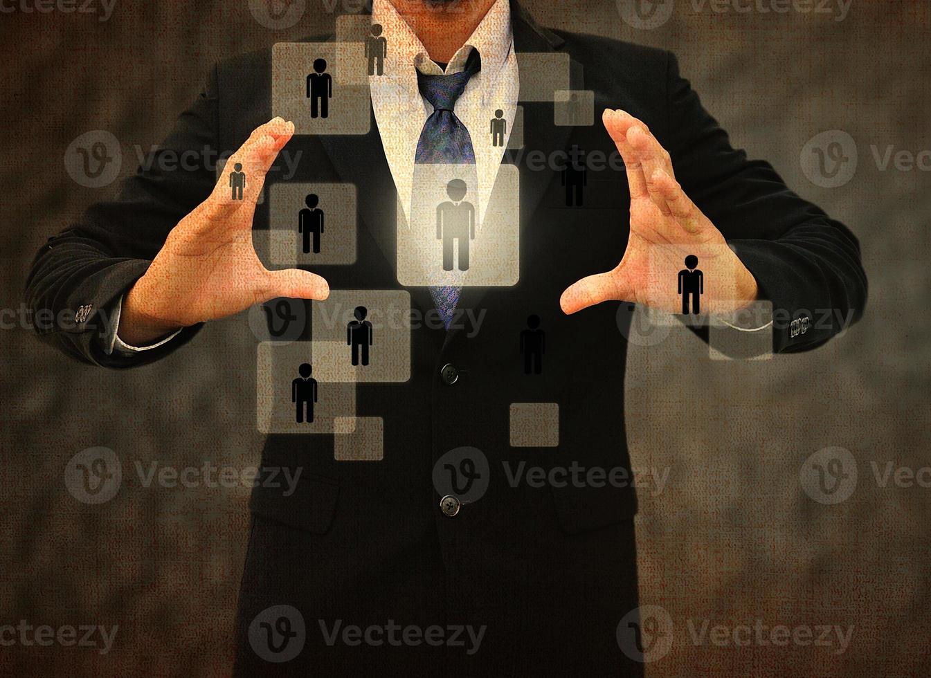 Businessman Choosing the right person in the old texture photo