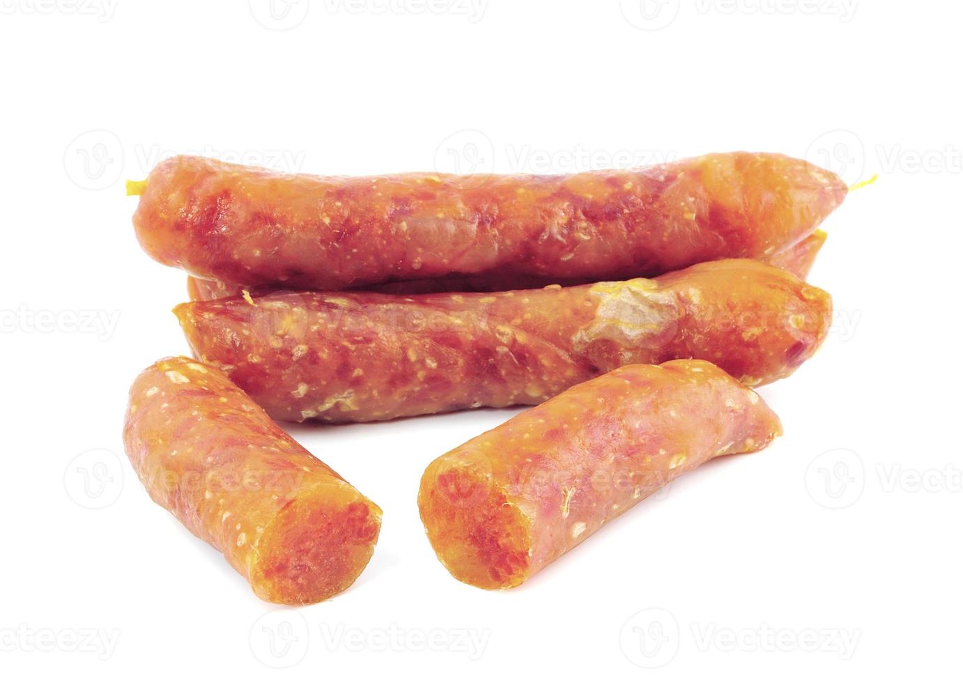 sausages on a white background photo