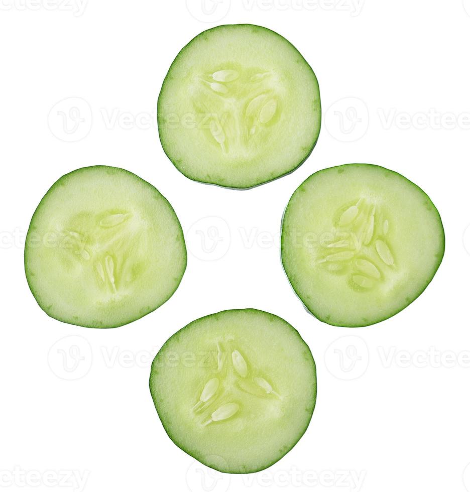 Fresh slice cucumber on white background photo