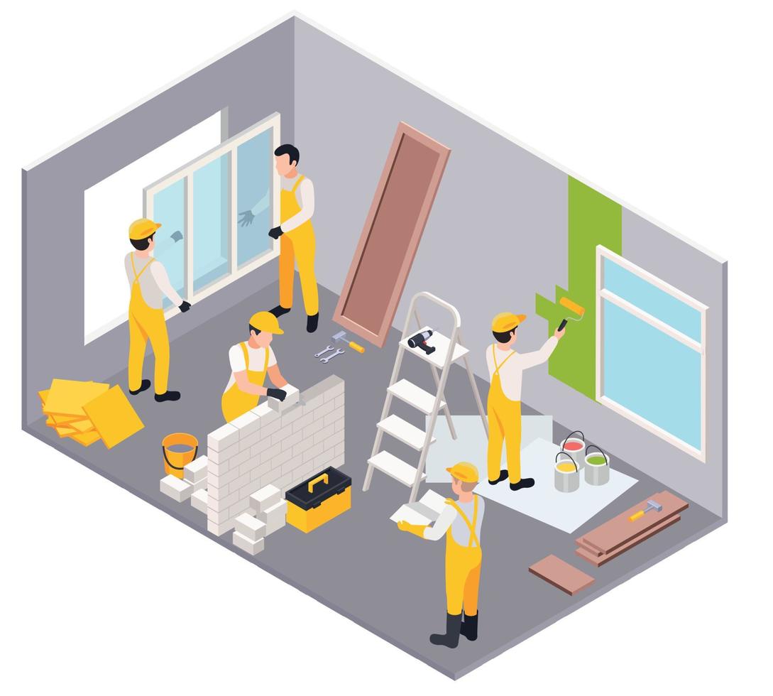 Room Repair Isometric Set vector