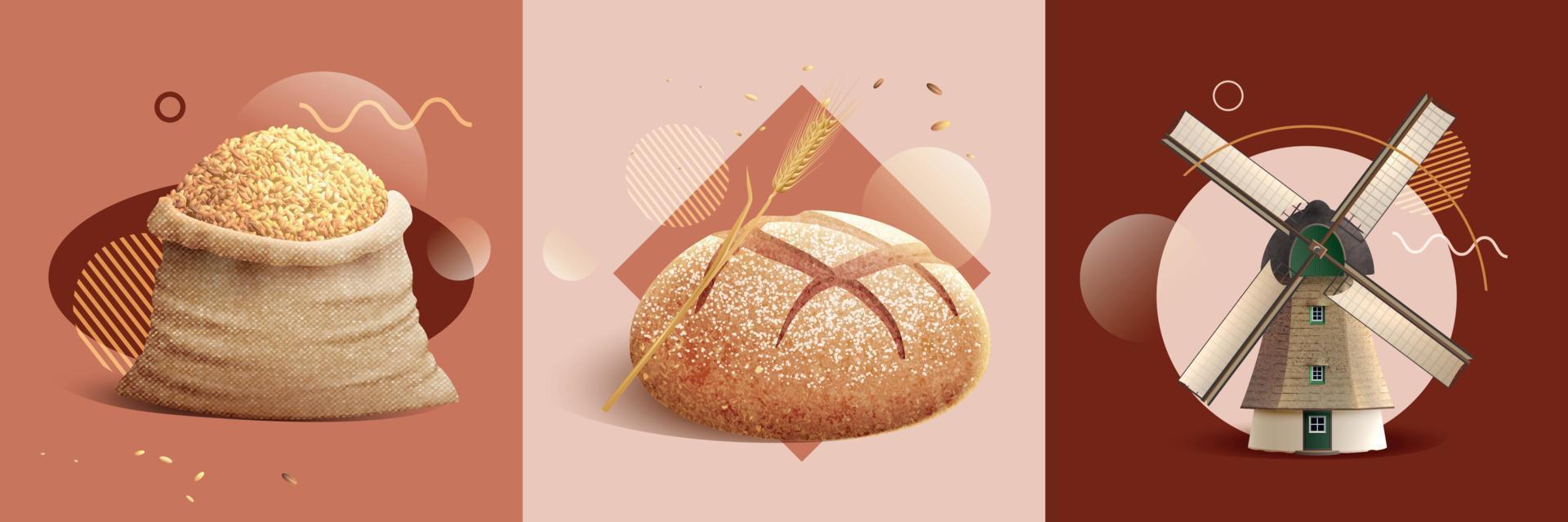 concepto de diseño realista de pan vector
