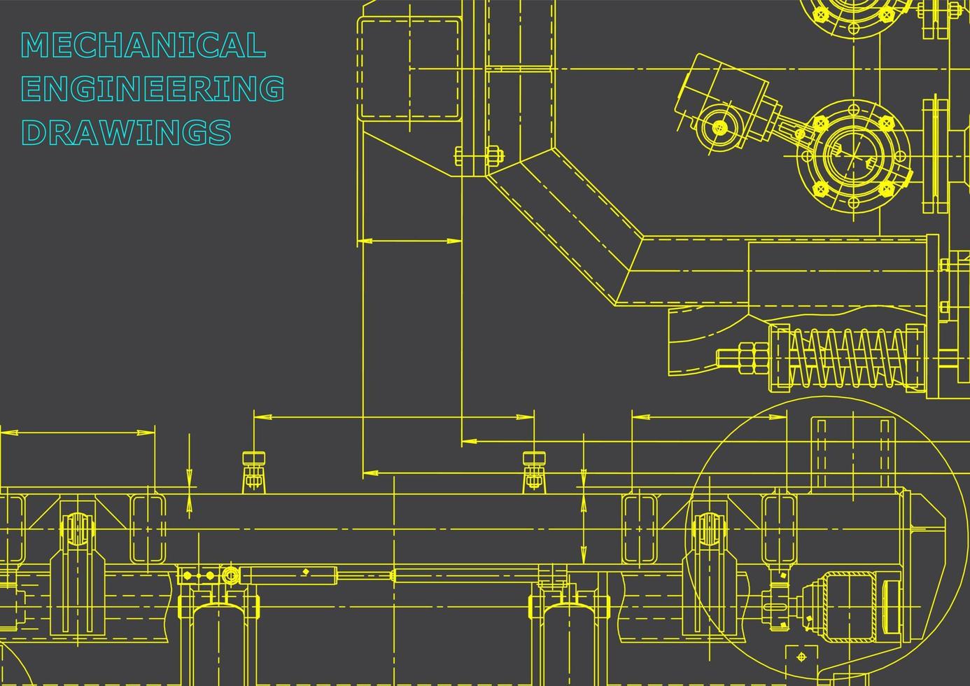 Computer aided design systems. Technical illustrations, backgrounds. Mechanical engineering drawing. Machine-building industry. Instrument-making drawings vector