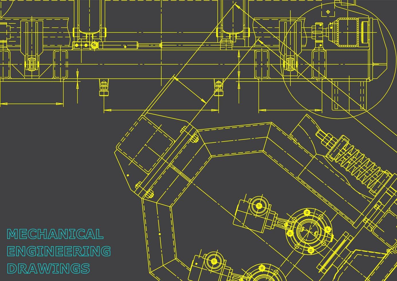 sistemas de diseño asistido por computadora. ilustraciones técnicas, fondos. dibujo de ingeniería mecánica. industria de construcción de maquinaria. dibujos de fabricación de instrumentos vector