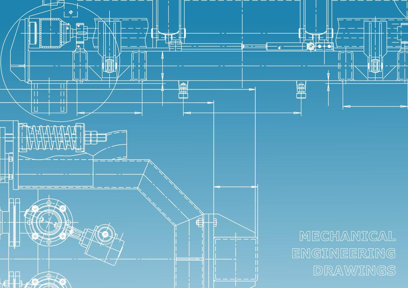 Computer aided design systems. Technical illustrations, backgrounds. Mechanical engineering drawing. Machine-building industry. Instrument-making drawings vector