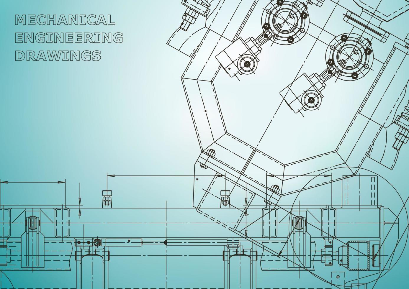 Blueprint. Vector engineering illustration. Cover, flyer, banner, background. Instrument-making drawings. Mechanical engineering drawing. Technical illustrations