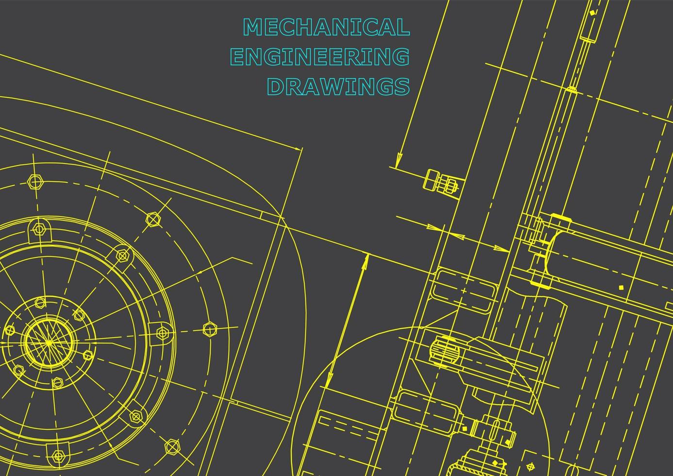 sistemas de diseño asistido por computadora. ilustraciones técnicas, fondos. dibujo de ingeniería mecánica. industria de construcción de maquinaria. dibujos de fabricación de instrumentos vector