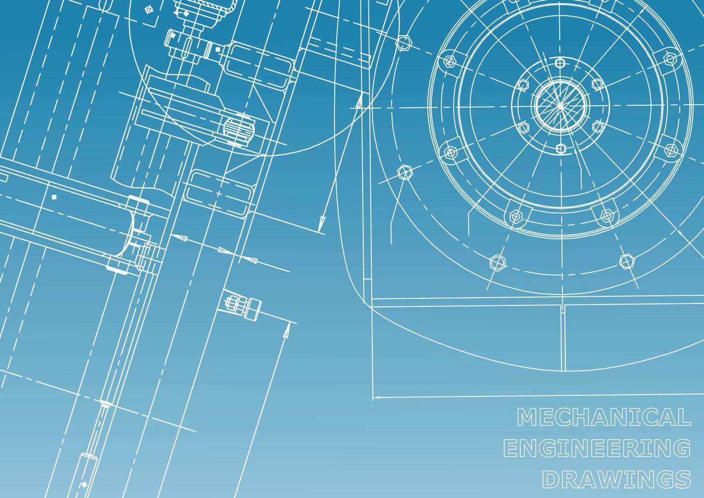 Computer aided design systems. Technical illustrations, backgrounds. Mechanical engineering drawing. Machine-building industry. Instrument-making drawings vector