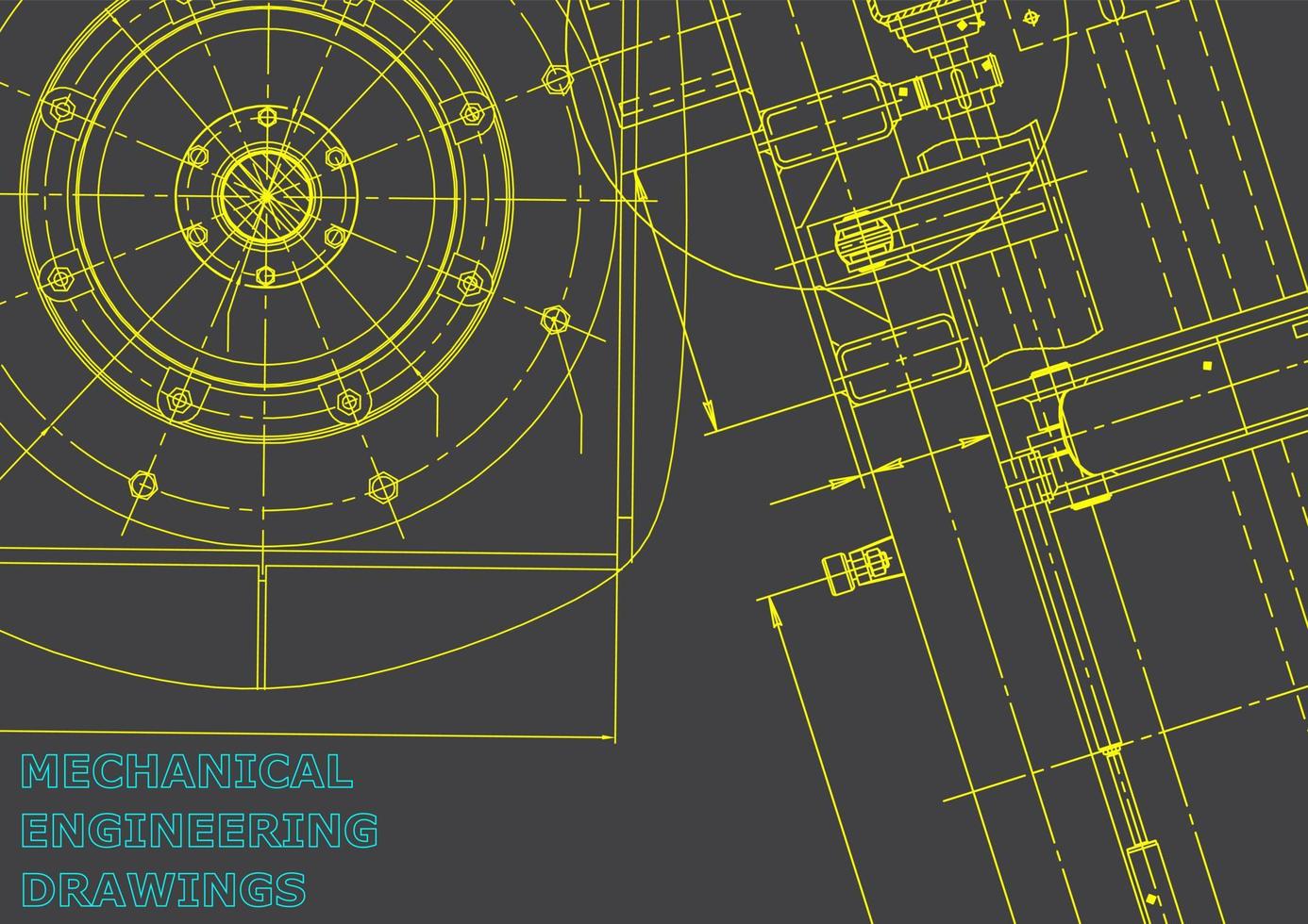 Computer aided design systems. Technical illustrations, backgrounds. Mechanical engineering drawing. Machine-building industry. Instrument-making drawings vector