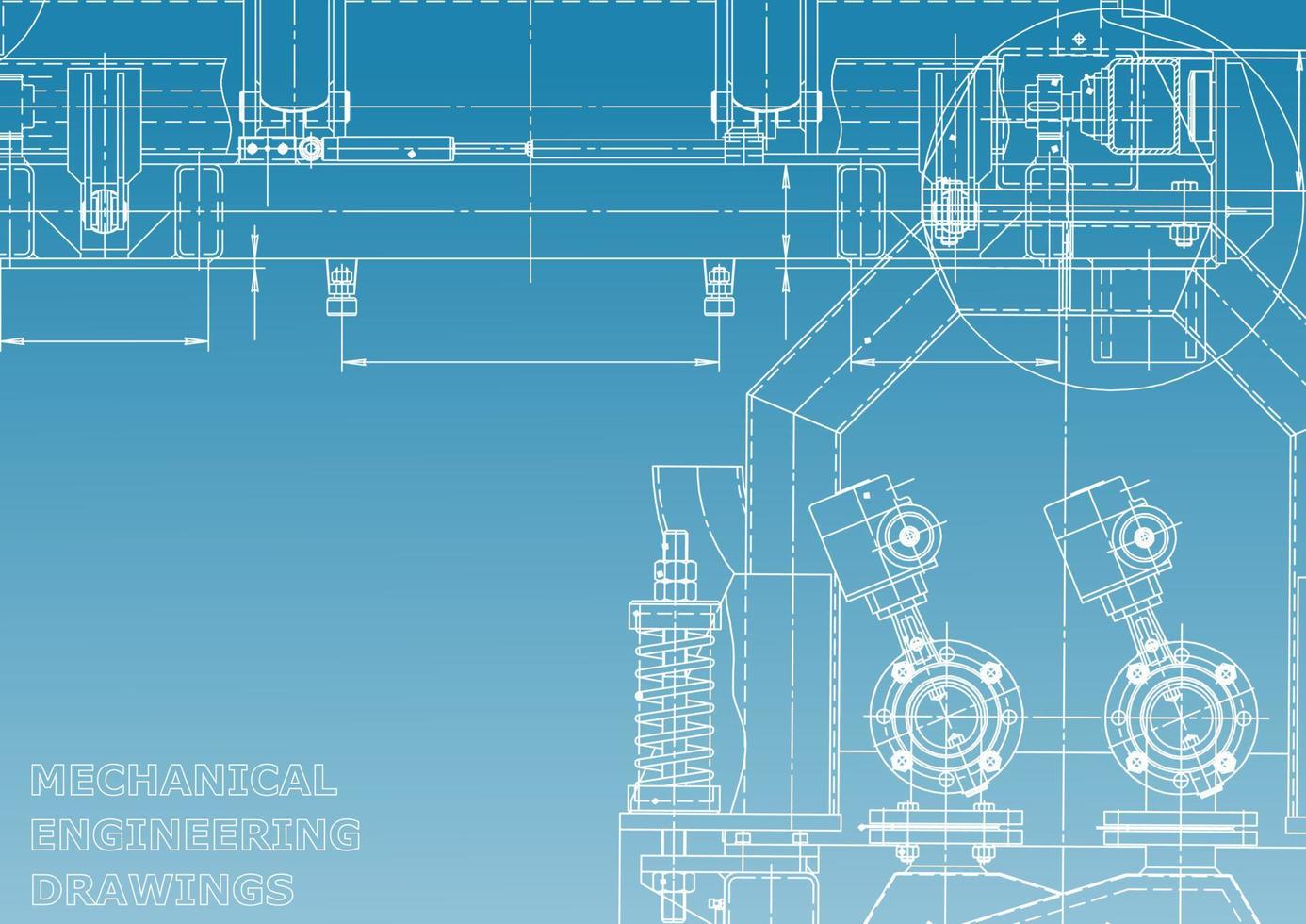 sistemas de diseño asistido por computadora. ilustraciones técnicas, fondos. dibujo de ingeniería mecánica. industria de construcción de maquinaria. dibujos de fabricación de instrumentos vector