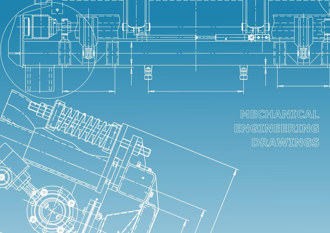 sistemas de diseño asistido por computadora. ilustraciones técnicas, fondos. dibujo de ingeniería mecánica. industria de construcción de maquinaria. dibujos de fabricación de instrumentos vector