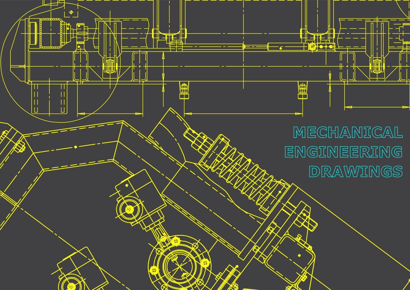 Blueprint. Vector engineering illustration. Cover, flyer, banner, background. Instrument-making drawings. Mechanical engineering drawing. Technical illustrations