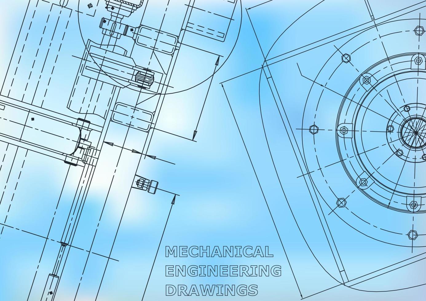 Blueprint. Vector engineering illustration. Cover, flyer, banner, background. Instrument-making drawings. Mechanical engineering drawing. Technical illustrations