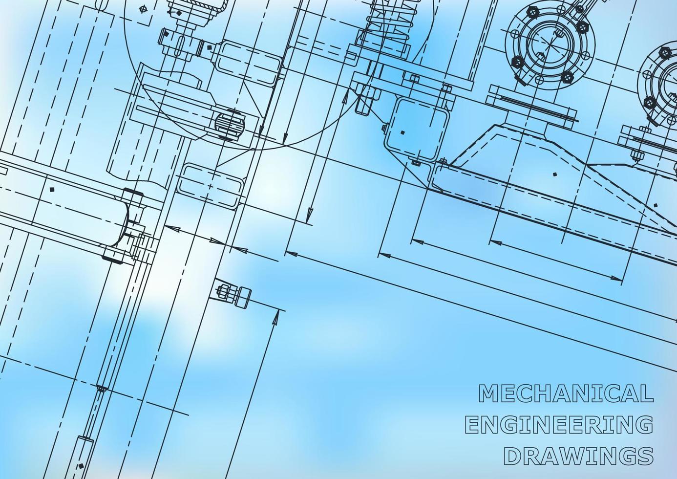 Blueprint. Vector engineering illustration. Cover, flyer, banner, background. Instrument-making drawings. Mechanical engineering drawing. Technical illustrations