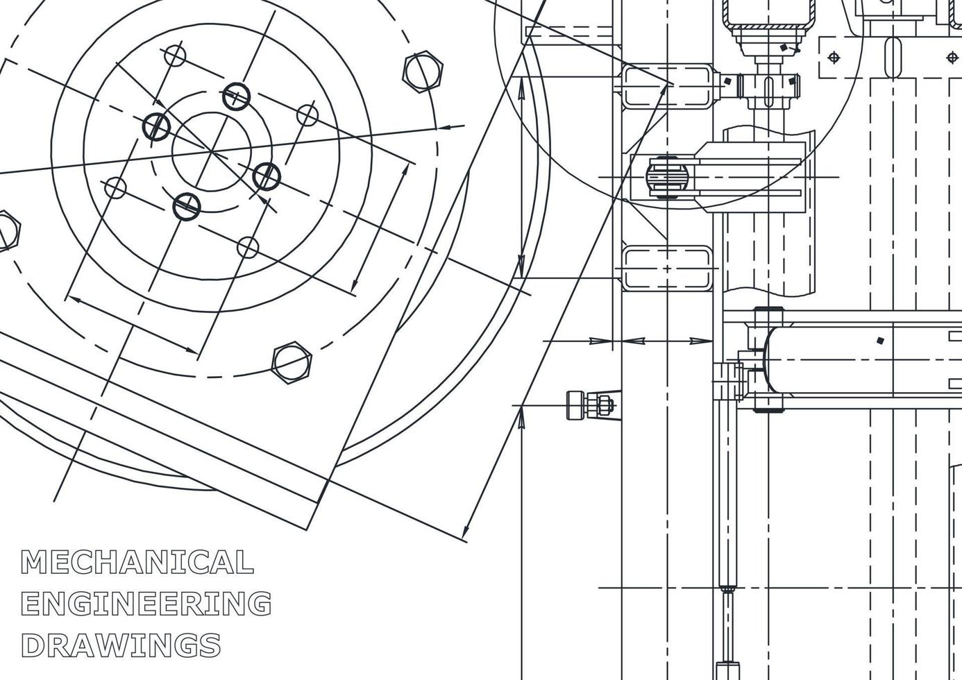 Ilustración de ingeniería vectorial. sistemas de diseño asistido por computadora. fabricación de instrumentos. ilustraciones técnicas vector