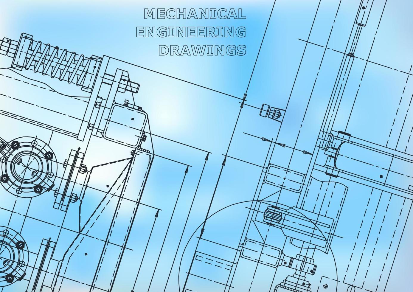 Blueprint. Vector engineering illustration. Cover, flyer, banner, background. Instrument-making drawings. Mechanical engineering drawing. Technical illustrations