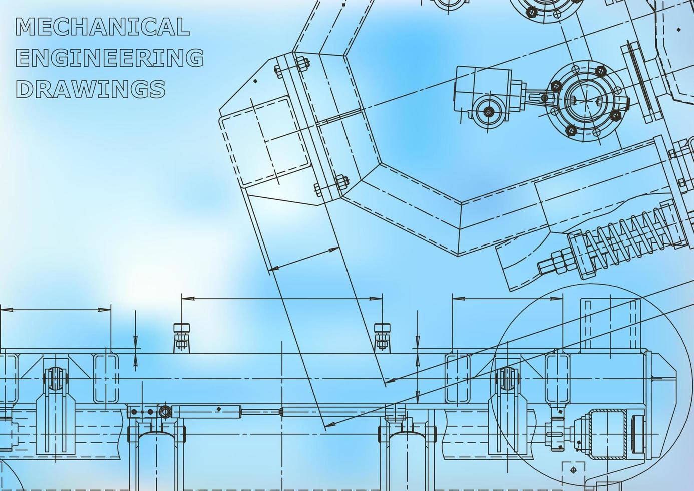 Blueprint. Vector engineering illustration. Cover, flyer, banner, background. Instrument-making drawings. Mechanical engineering drawing. Technical illustrations
