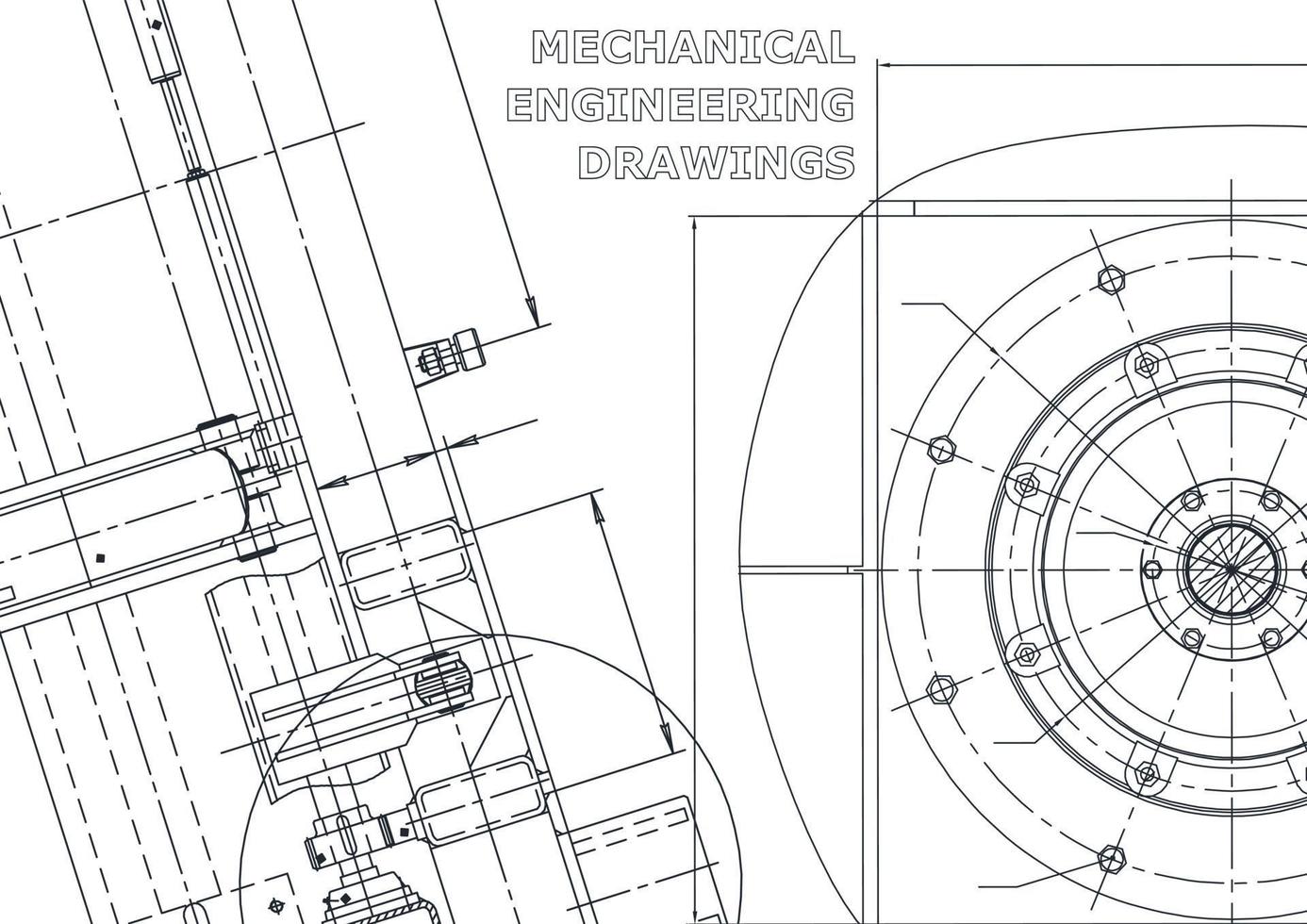 Vector banner. Engineering drawing. Mechanical instrument making