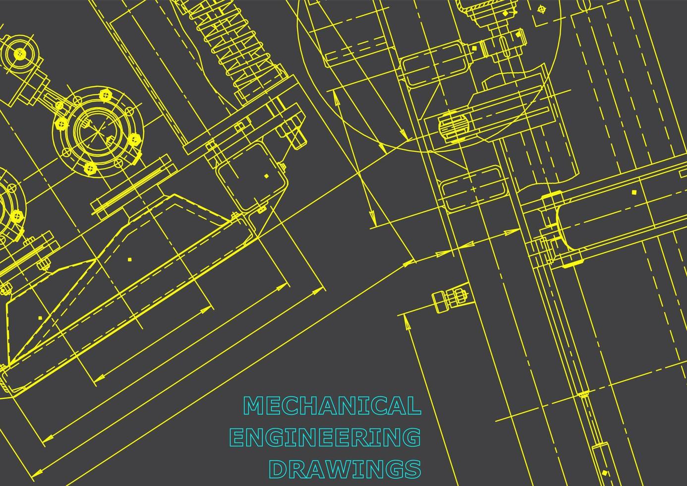 sistemas de diseño asistido por computadora. ilustraciones técnicas, fondos. dibujo de ingeniería mecánica. industria de construcción de maquinaria. dibujos de fabricación de instrumentos vector