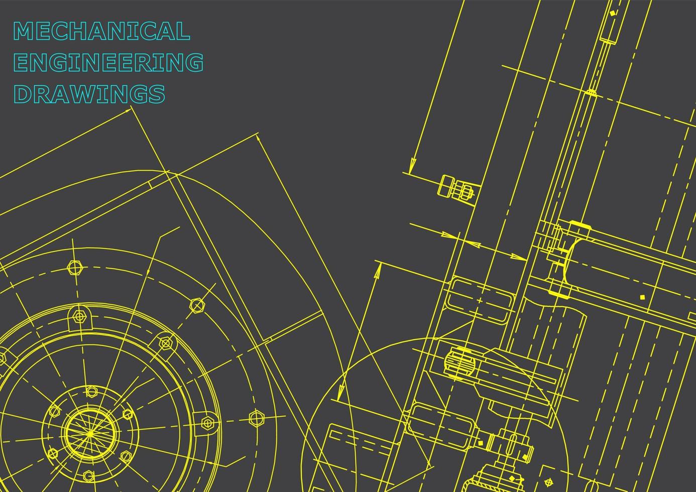 Computer aided design systems. Technical illustrations, backgrounds. Mechanical engineering drawing. Machine-building industry. Instrument-making drawings vector