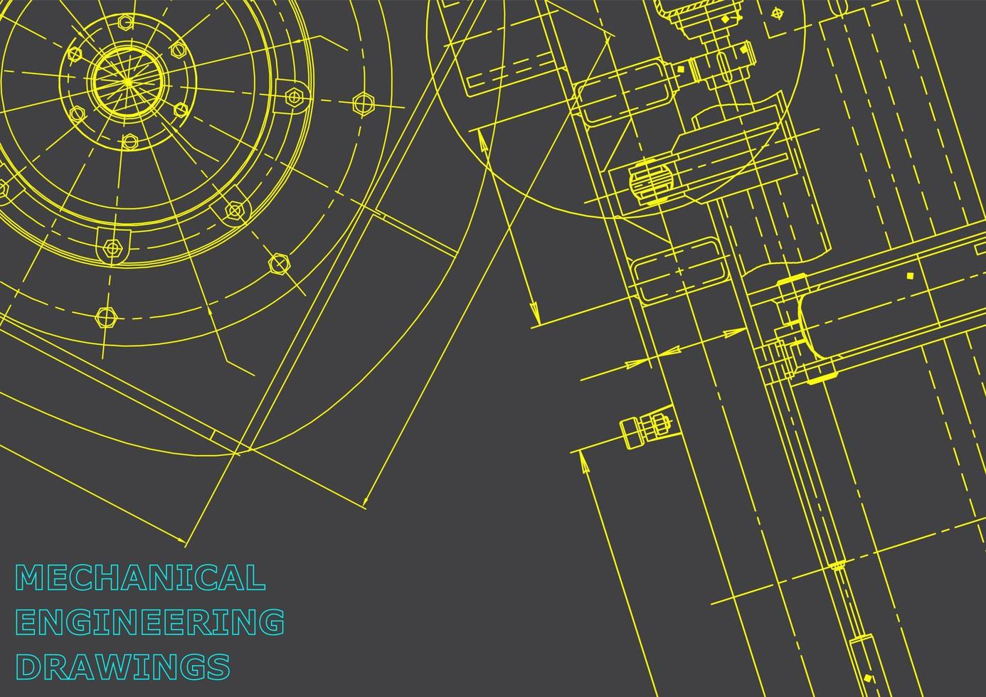 sistemas de diseño asistido por computadora. ilustraciones técnicas, fondos. dibujo de ingeniería mecánica. industria de construcción de maquinaria. dibujos de fabricación de instrumentos vector