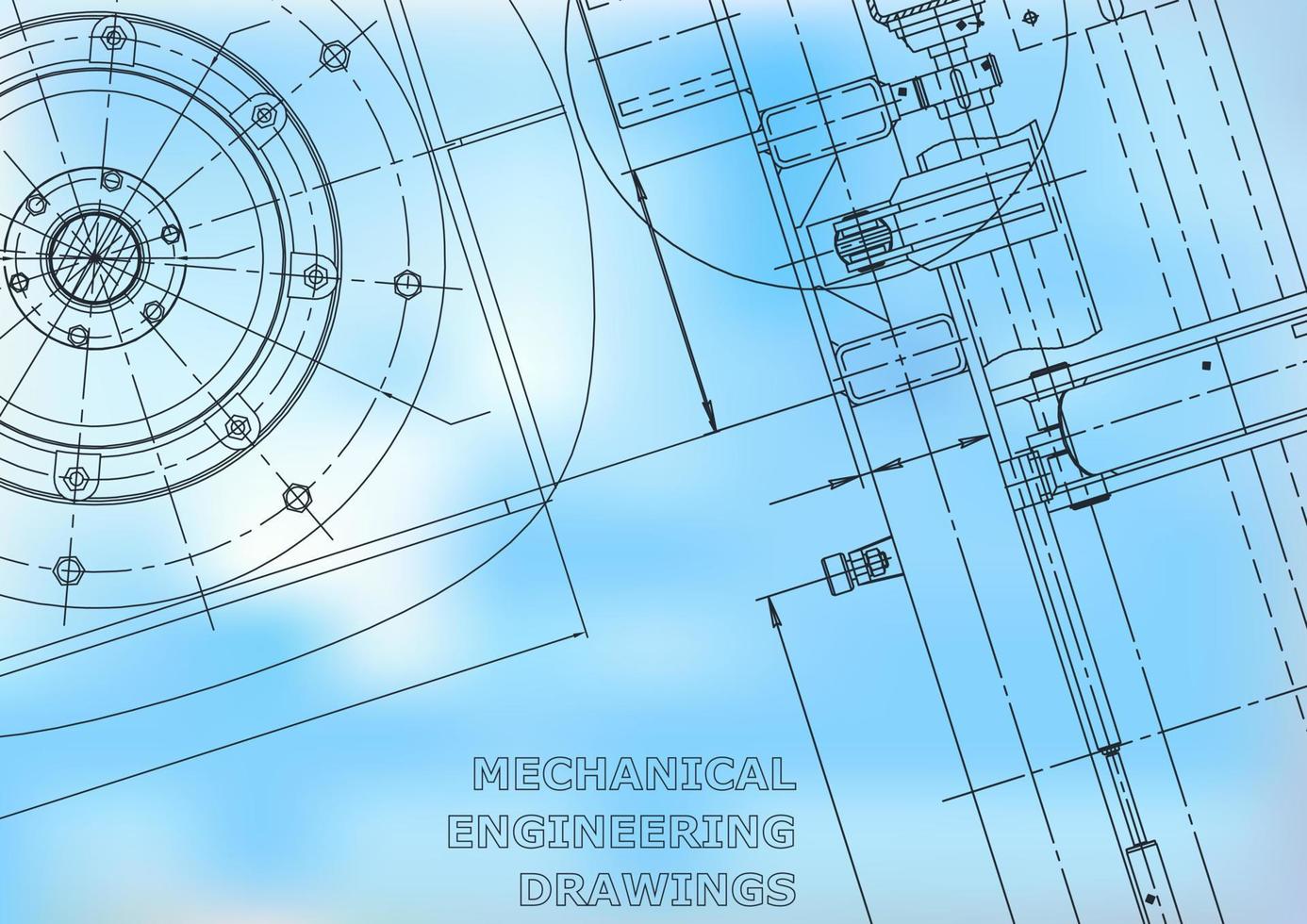 Blueprint. Vector engineering illustration. Cover, flyer, banner, background. Instrument-making drawings. Mechanical engineering drawing. Technical illustrations