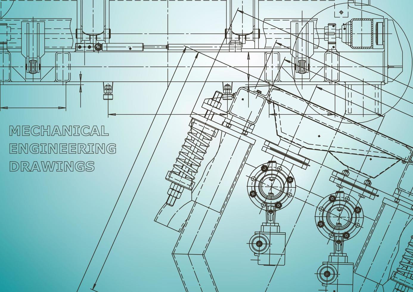 Blueprint. Vector engineering illustration. Cover, flyer, banner, background. Instrument-making drawings. Mechanical engineering drawing. Technical illustrations