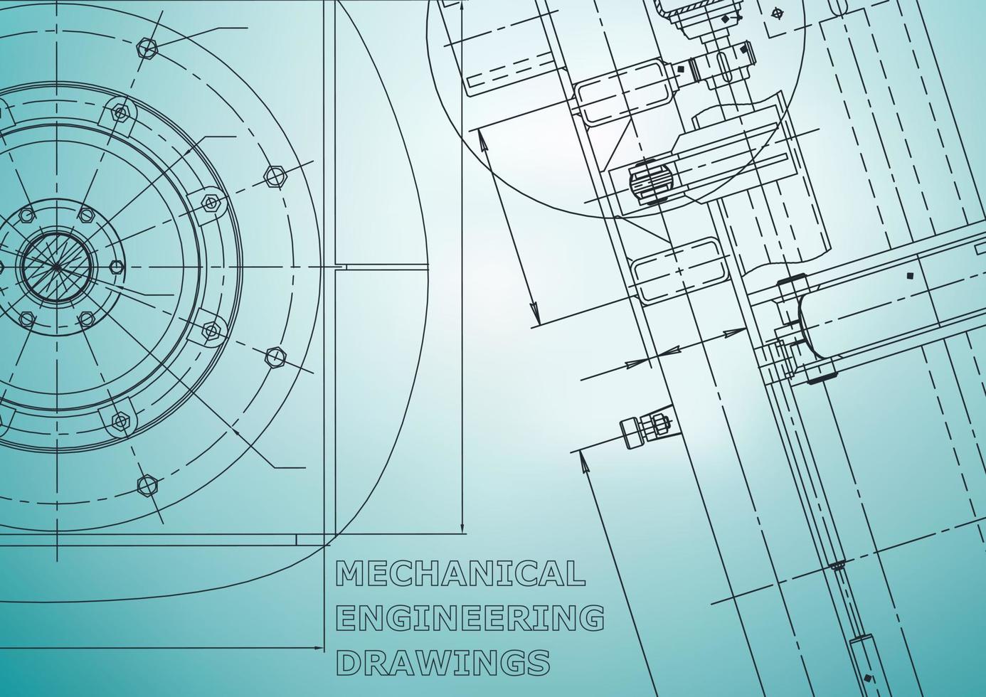 Blueprint. Vector engineering illustration. Cover, flyer, banner, background. Instrument-making drawings. Mechanical engineering drawing. Technical illustrations