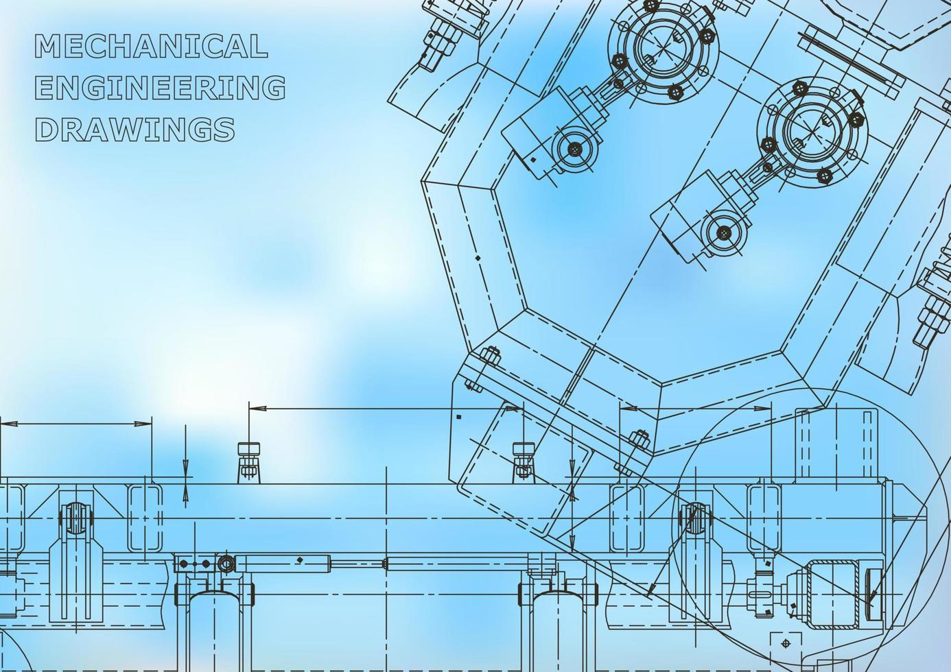 Blueprint. Vector engineering illustration. Cover, flyer, banner, background. Instrument-making drawings. Mechanical engineering drawing. Technical illustrations