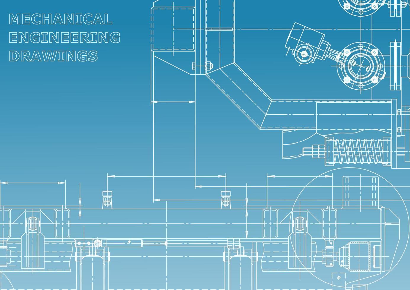 Computer aided design systems. Technical illustrations, backgrounds. Mechanical engineering drawing. Machine-building industry. Instrument-making drawings vector