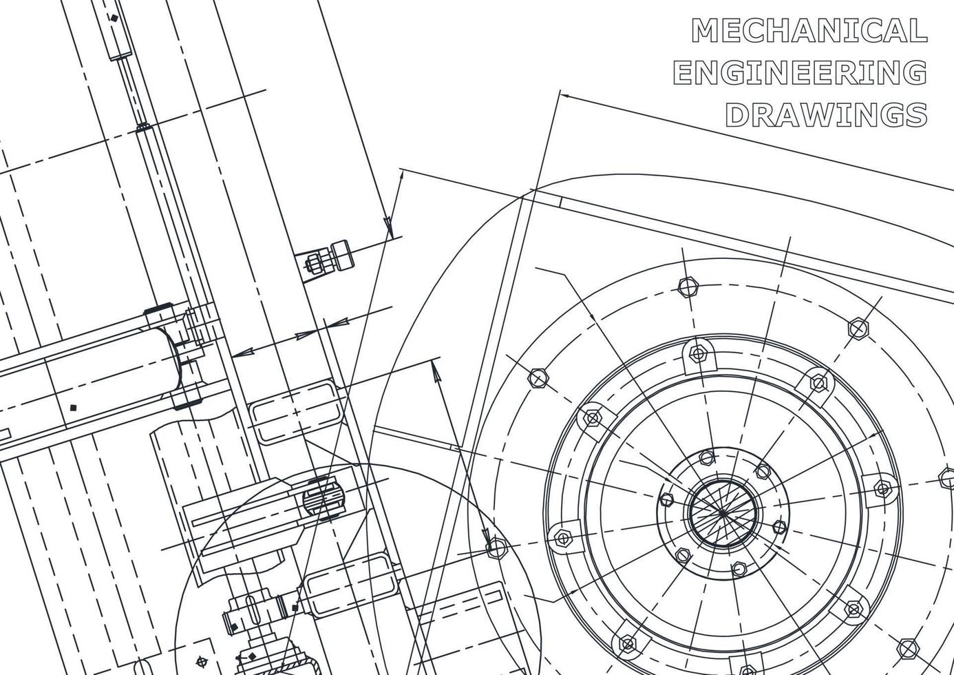 Vector banner. Engineering drawing. Mechanical instrument making