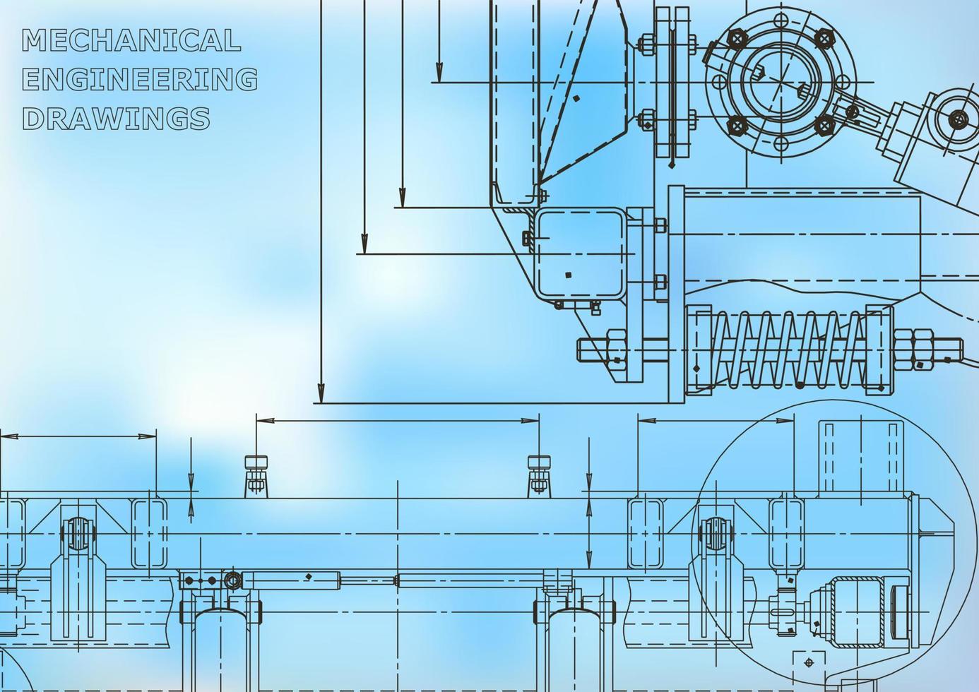 Blueprint. Vector engineering illustration. Cover, flyer, banner, background. Instrument-making drawings. Mechanical engineering drawing. Technical illustrations