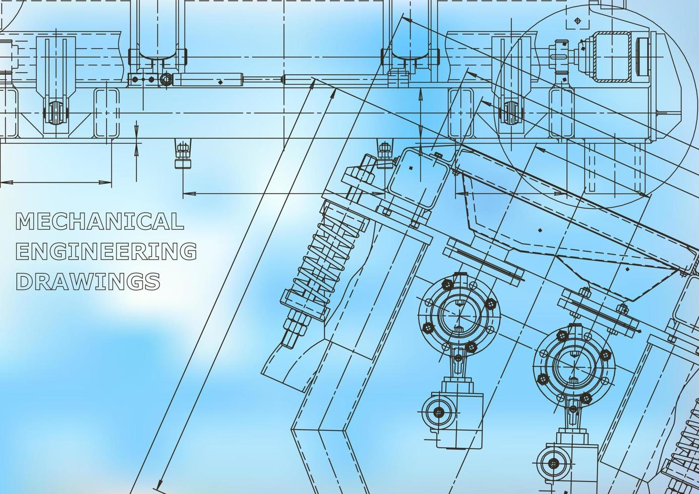 Blueprint. Vector engineering illustration. Cover, flyer, banner, background. Instrument-making drawings. Mechanical engineering drawing. Technical illustrations
