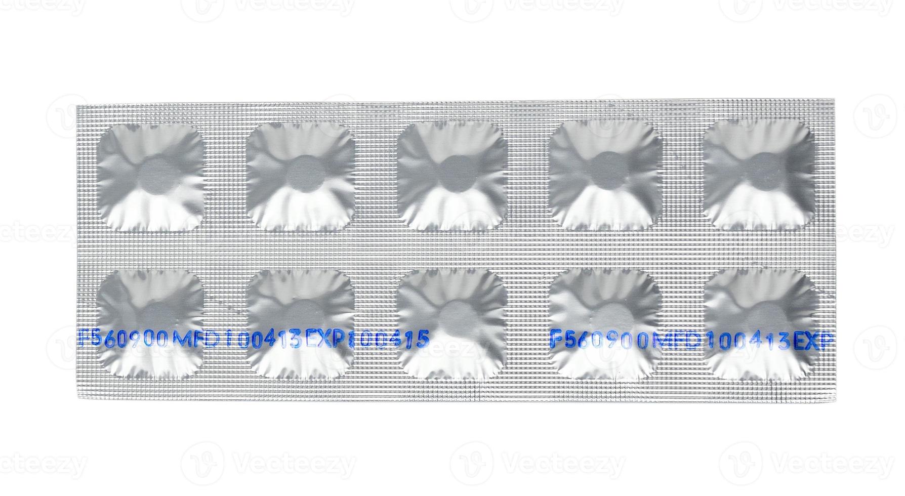 Set of pills in a foil blister package photo