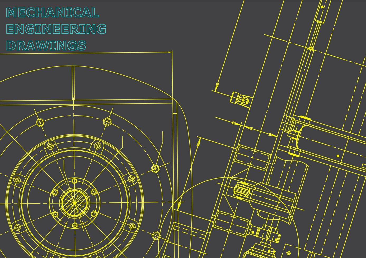 Computer aided design systems. Technical illustrations, backgrounds. Mechanical engineering drawing. Machine-building industry. Instrument-making drawings vector