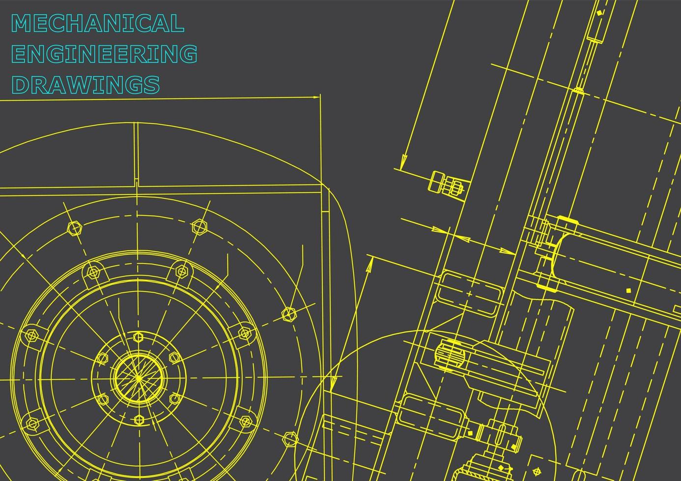 sistemas de diseño asistido por computadora. ilustraciones técnicas, fondos. dibujo de ingeniería mecánica. industria de construcción de maquinaria. dibujos de fabricación de instrumentos vector