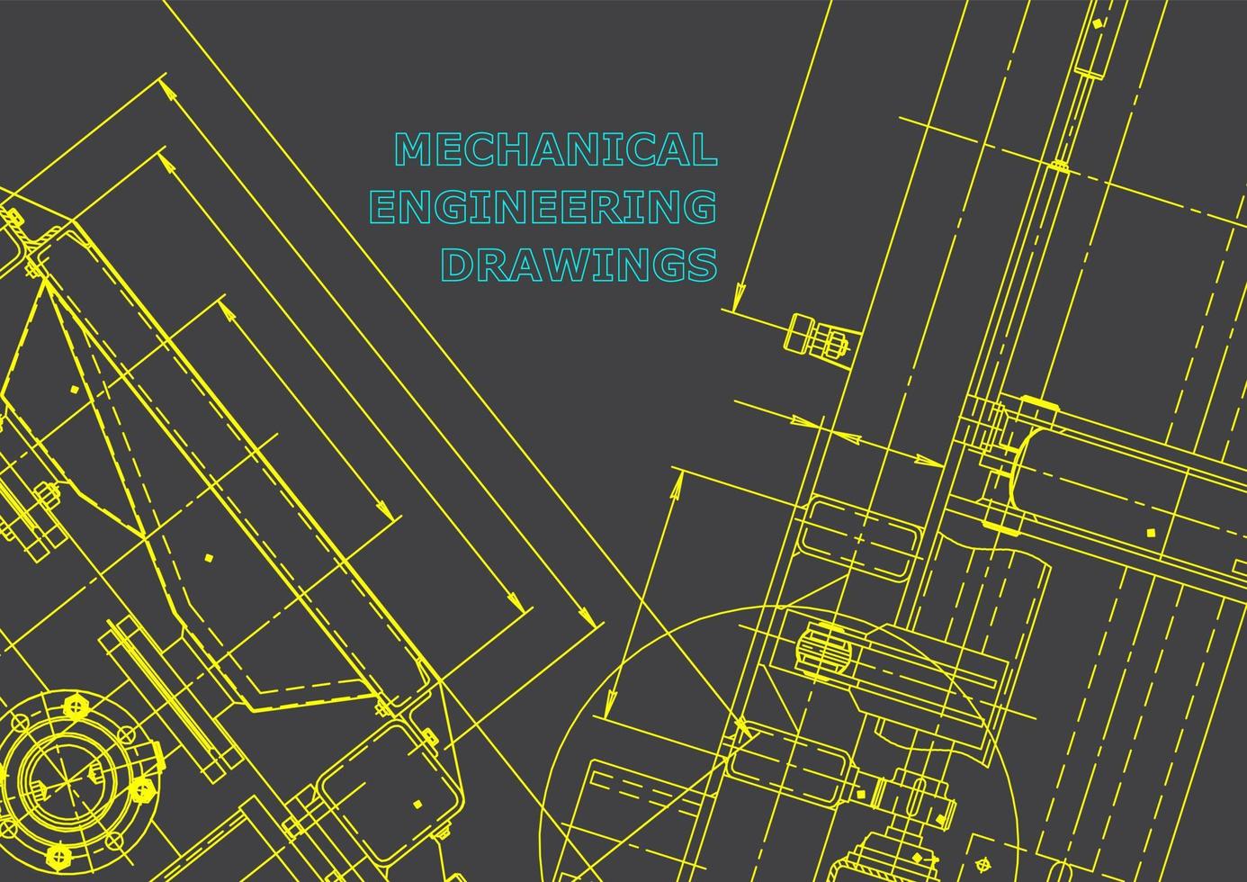 Computer aided design systems. Technical illustrations, backgrounds. Mechanical engineering drawing. Machine-building industry. Instrument-making drawings vector