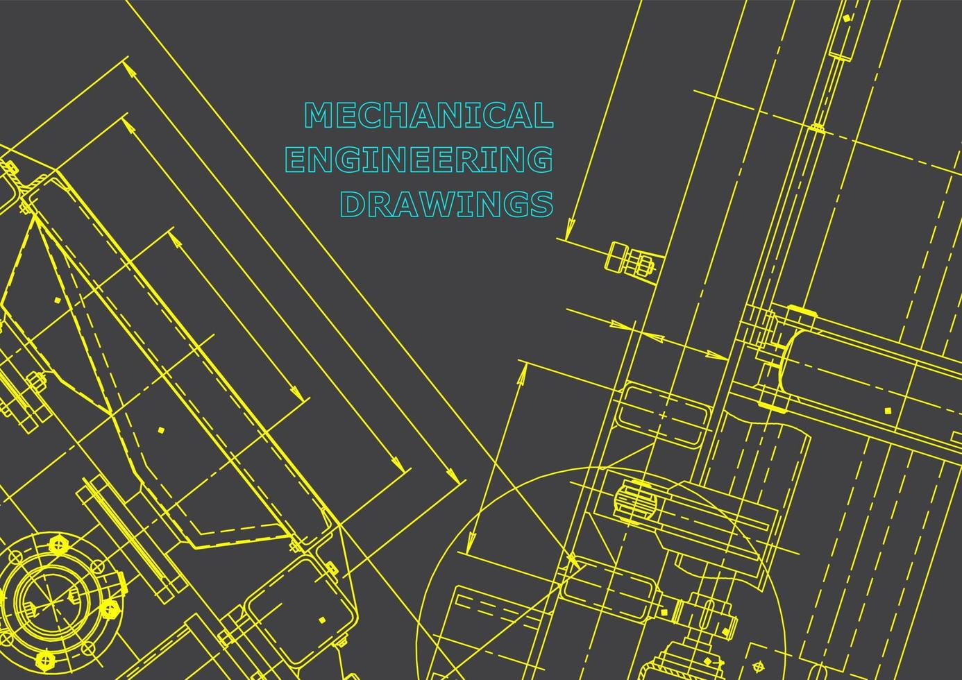 sistemas de diseño asistido por computadora. ilustraciones técnicas, fondos. dibujo de ingeniería mecánica. industria de construcción de maquinaria. dibujos de fabricación de instrumentos vector