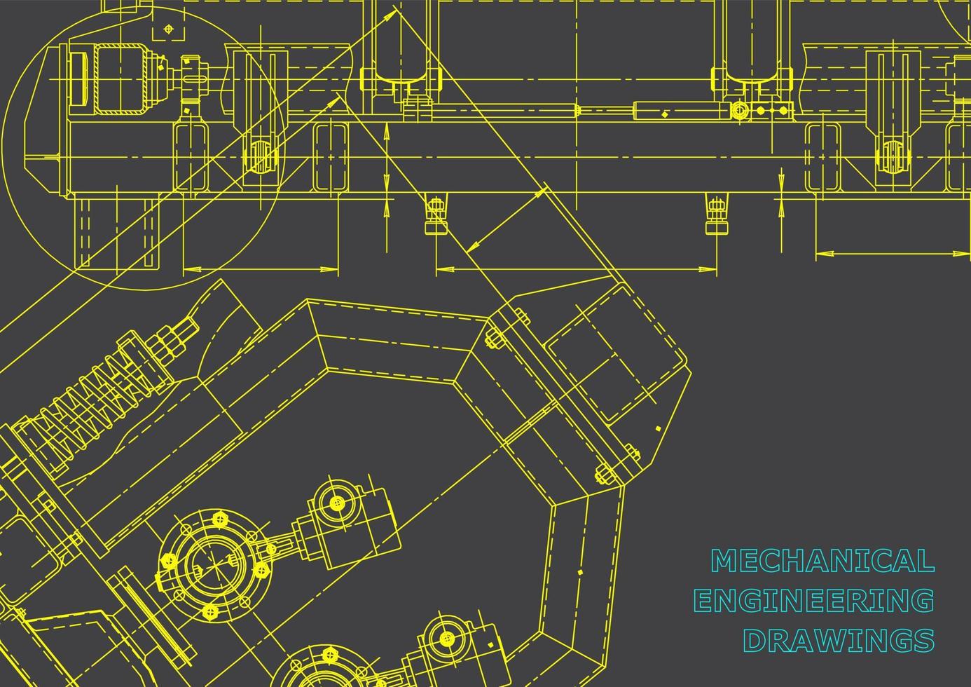 Computer aided design systems. Technical illustrations, backgrounds. Mechanical engineering drawing. Machine-building industry. Instrument-making drawings vector