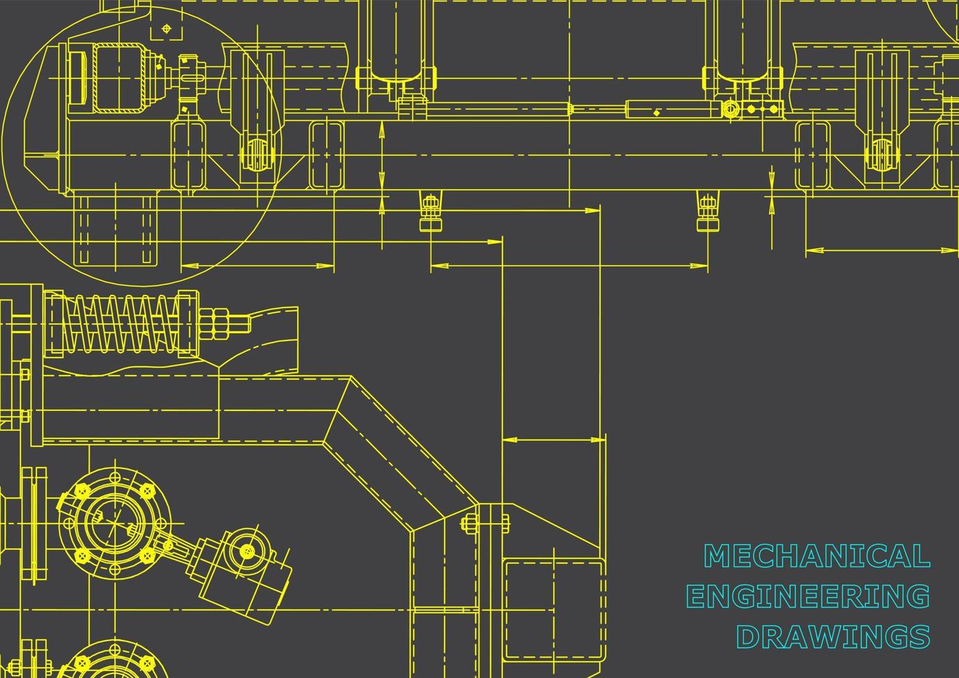 Computer aided design systems. Technical illustrations, backgrounds. Mechanical engineering drawing. Machine-building industry. Instrument-making drawings vector