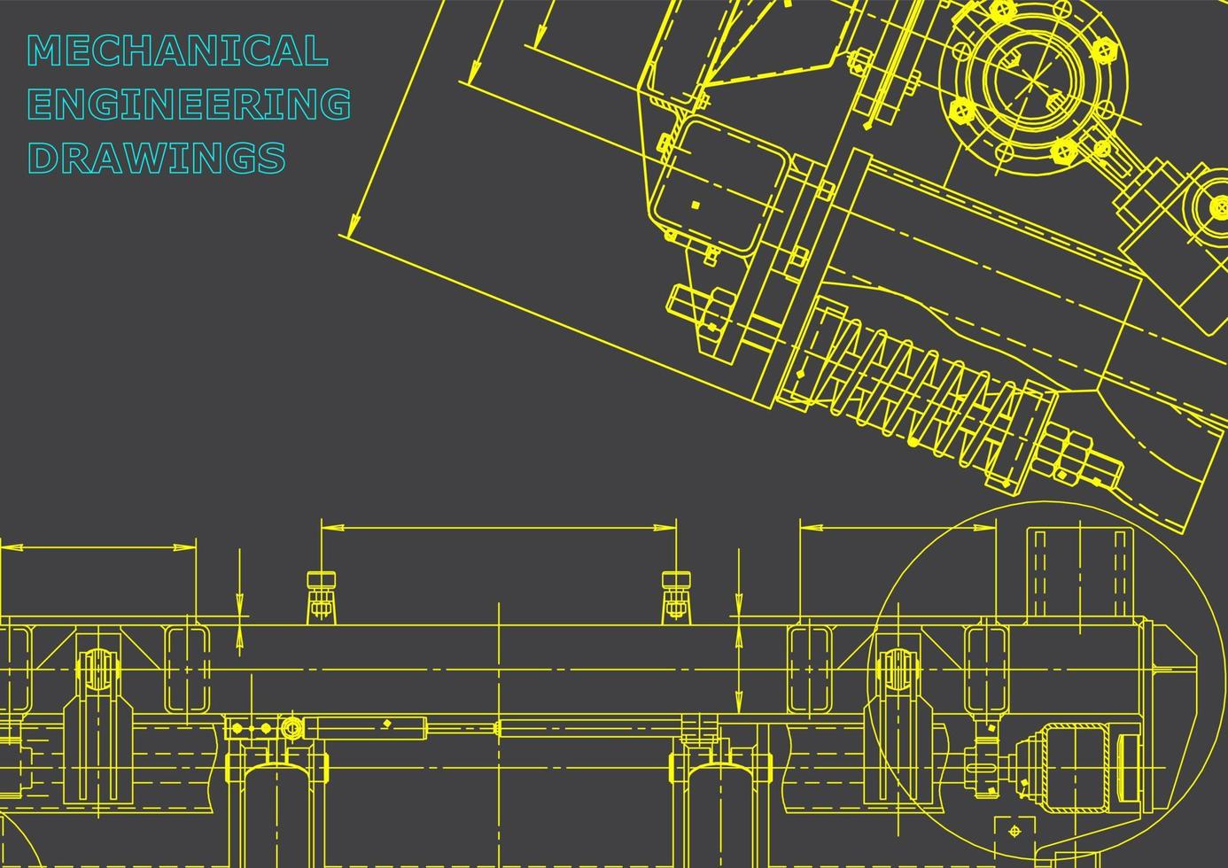 Computer aided design systems. Technical illustrations, backgrounds. Mechanical engineering drawing. Machine-building industry. Instrument-making drawings vector