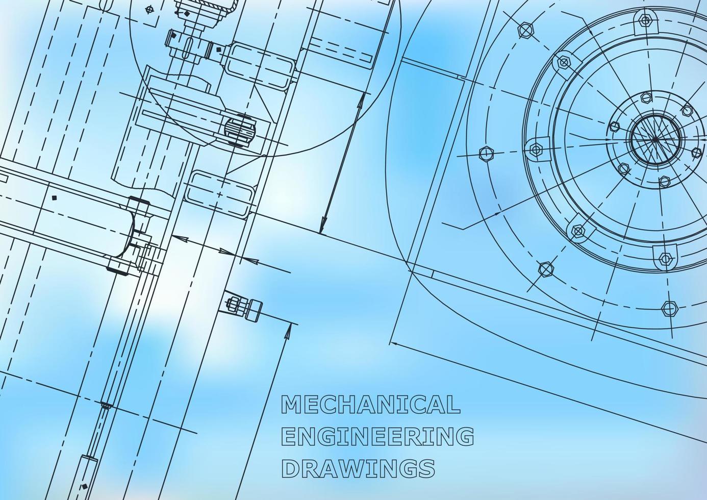 Blueprint. Vector engineering illustration. Cover, flyer, banner, background. Instrument-making drawings. Mechanical engineering drawing. Technical illustrations