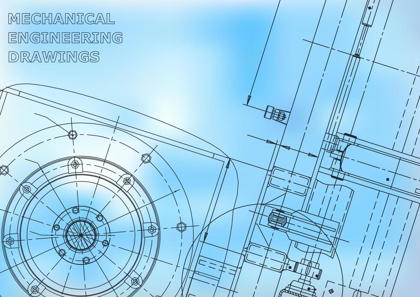 Blueprint. Vector engineering illustration. Cover, flyer, banner, background. Instrument-making drawings. Mechanical engineering drawing. Technical illustrations