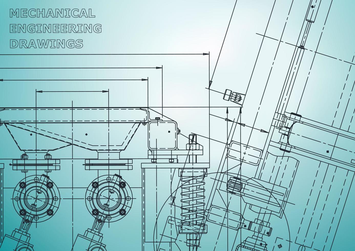 Blueprint. Vector engineering illustration. Cover, flyer, banner, background. Instrument-making drawings. Mechanical engineering drawing. Technical illustrations