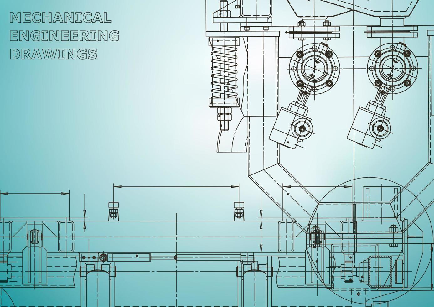 Blueprint. Vector engineering illustration. Cover, flyer, banner, background. Instrument-making drawings. Mechanical engineering drawing. Technical illustrations