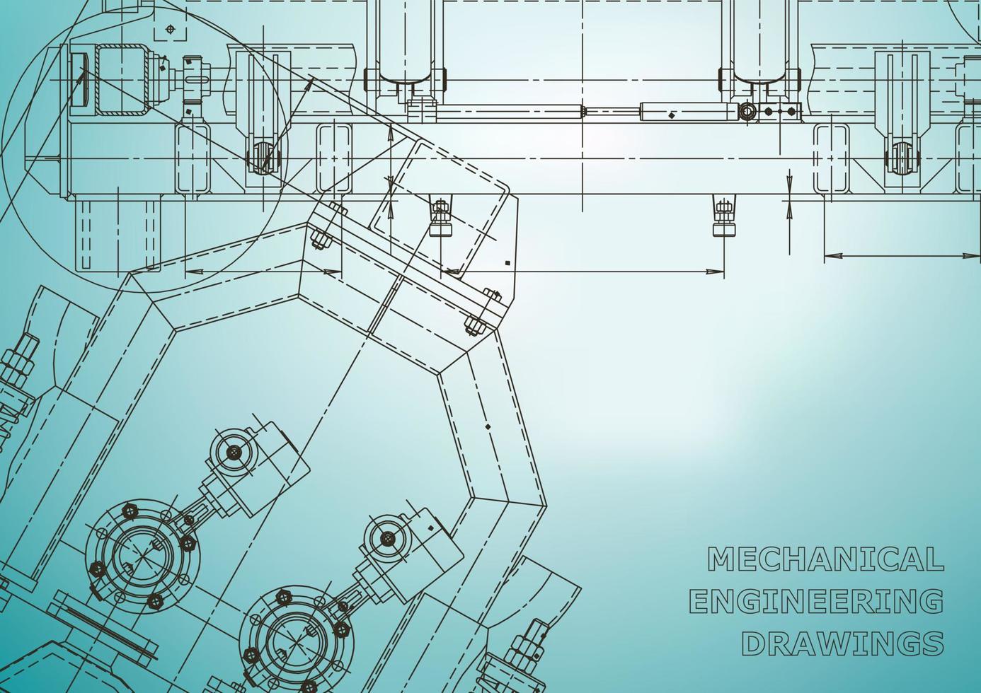 Blueprint. Vector engineering illustration. Cover, flyer, banner, background. Instrument-making drawings. Mechanical engineering drawing. Technical illustrations